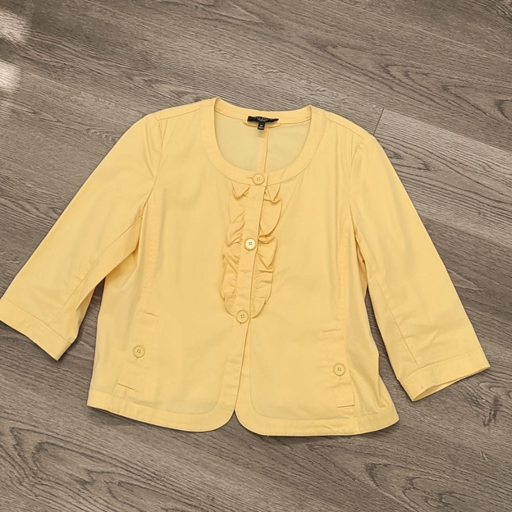 Talbots Womens Petite Yellow 3/4 Sleeve Jacket